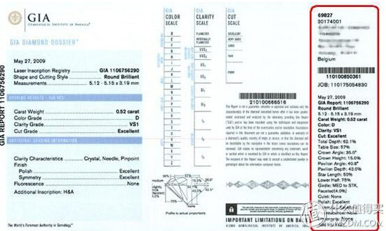 所以如果大家手上的GIA证书不是这样黄色的,是蓝色的,比如上面这样,也很正常,2013年以前的都是这样的